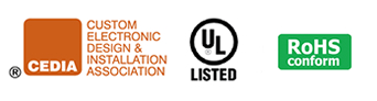 CEDIA, UL Listed and RoHS Logos