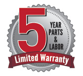 5 Year Parts & Labor Limited Warranty